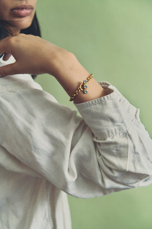 Aquamarine Double Link Chain Bracelet