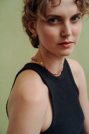 Ruby Bamboo Chain with Fibula Clasp
