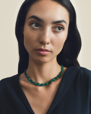 Tumbled Emerald Strand with Fibula Clasp
