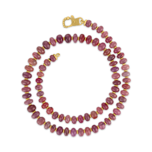 Mauve Sapphire and Gold Necklace with Large Fibula Clasp
