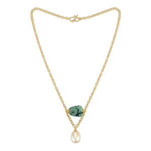 Turquoise and South Sea Pearl Drift Necklace