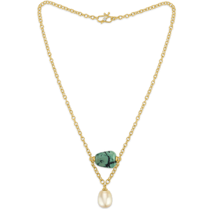 Turquoise and South Sea Pearl Drift Necklace