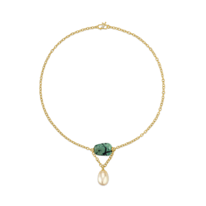 Turquoise and South Sea Pearl Drift Necklace