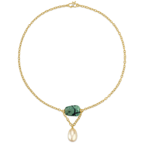 Turquoise and South Sea Pearl Drift Necklace