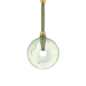 Sage Green Twisted Silk Cord Prehnite Discus Necklace