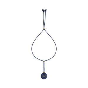 Navy Twisted Silk Cord Lapis Discus Necklace