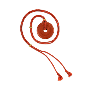 Persimmon Twisted Silk Cord Red Jasper Discus Necklace