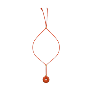 Persimmon Twisted Silk Cord Red Jasper Discus Necklace