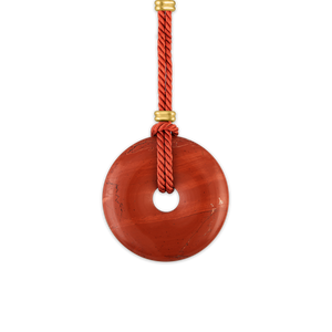 Persimmon Twisted Silk Cord Red Jasper Discus Necklace