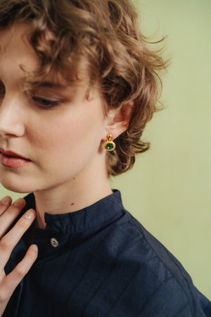 Large Green Tourmaline Bell Earrings