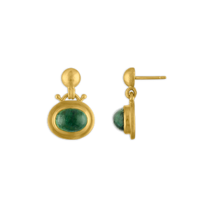 Large Green Tourmaline Bell Earrings