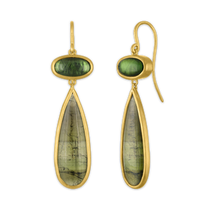 Olive Green Tourmaline Amphora Earrings