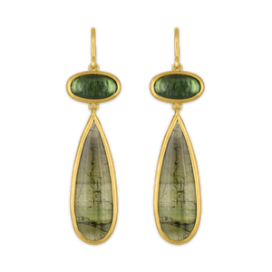 Olive Green Tourmaline Amphora Earrings