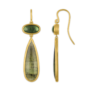 Olive Green Tourmaline Amphora Earrings