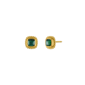 Green Tourmaline Granulated Stud Earrings