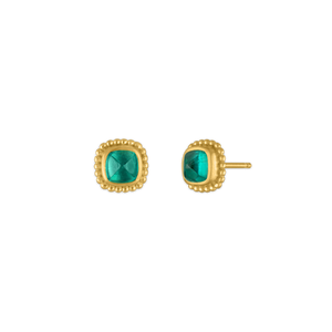 Emerald Granulated Stud Earrings