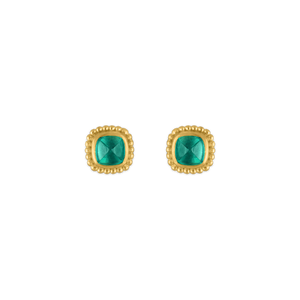 Emerald Granulated Stud Earrings