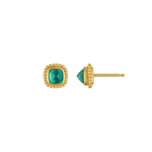 Emerald Granulated Stud Earrings