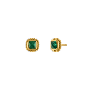 Emerald Granulated Stud Earrings