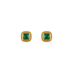 Emerald Granulated Stud Earrings
