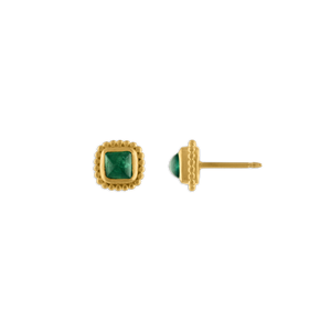 Emerald Granulated Stud Earrings