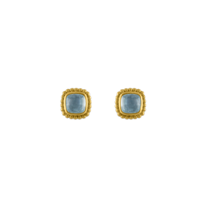 Aquamarine Granulated Stud Earrings
