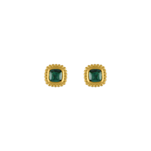 Green Tourmaline Granulated Stud Earrings