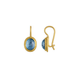 Aquamarine Granulated Hook Earrings