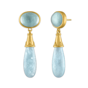 Aquamarine Granulated Amphora Earrings