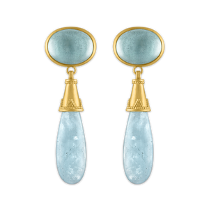 Aquamarine Granulated Amphora Earrings