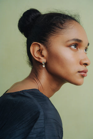 Black Diamond and South Sea Pearl Masona Hinge Earrings
