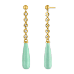 Five Diamond and Variscite Chime Earrings