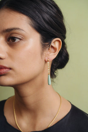 Five Diamond and Variscite Chime Earrings