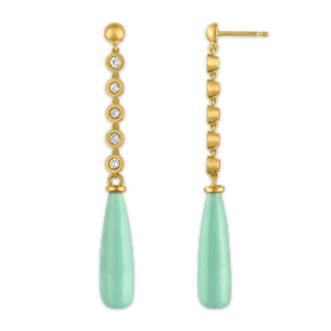 Five Diamond and Variscite Chime Earrings