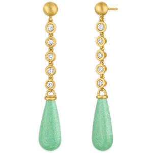 Five Diamond and Variscite Tear Chime Earrings