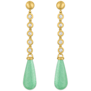 Five Diamond and Variscite Tear Chime Earrings