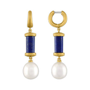 Lapis and South Sea Pearl Tropaion Earrings
