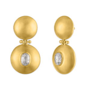 Diamond Double Dome Bulla Earrings