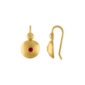 Small Ruby Bulla Hook Earrings
