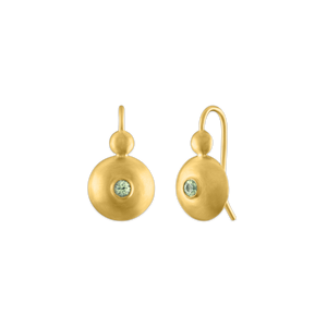 Small Green Sapphire Bulla Hook Earrings