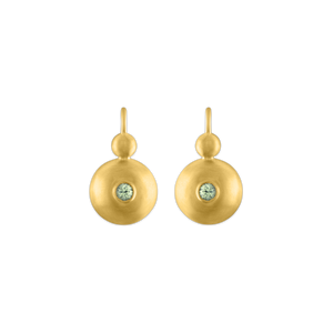 Small Green Sapphire Bulla Hook Earrings