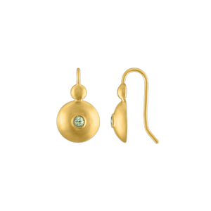 Small Green Sapphire Bulla Hook Earrings