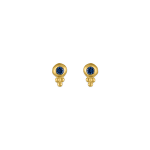 Small Blue Sapphire Lentil-Shaped Bulla Earrings