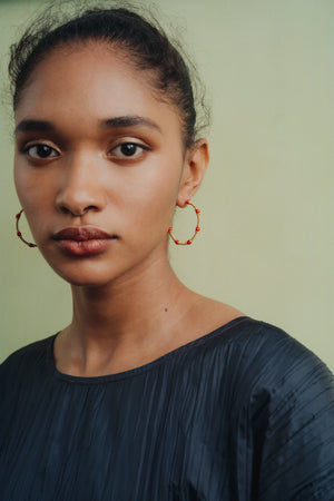 Antique Coral Zeno Hoop Earrings