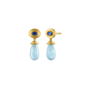 Aquamarine and Blue Sapphire Alabastra Earrings