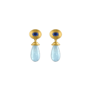 Aquamarine and Blue Sapphire Alabastra Earrings