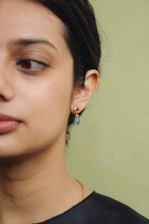 Aquamarine and Blue Sapphire Alabastra Earrings