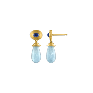 Aquamarine and Blue Sapphire Alabastra Earrings