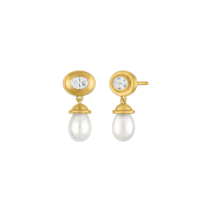 Diamond and Keshi Pearl Alabastra Earrings