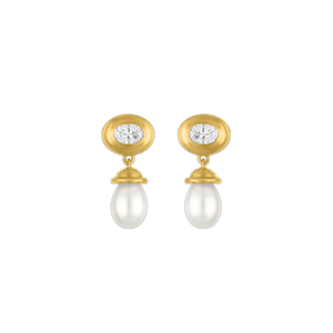 Diamond and Keshi Pearl Alabastra Earrings